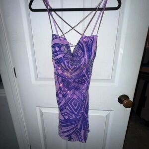 Purple Sequin Strappy Dress
